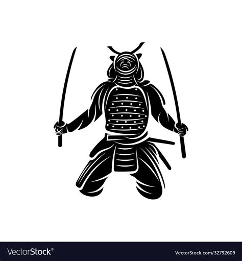 Samurai Warrior Logo Design Silhouette Royalty Free Vector