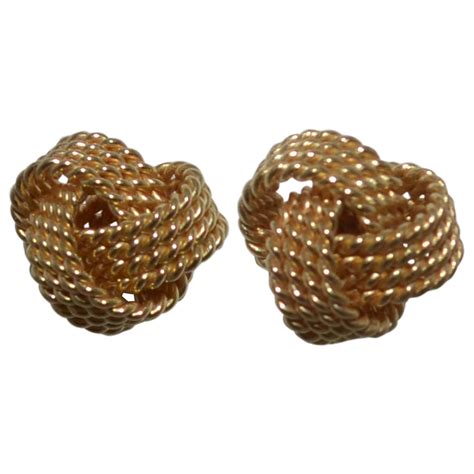 Tiffany and Co. 18k Gold Love Knot Twisted Stud Earrings at 1stdibs