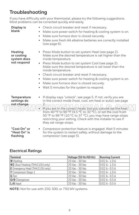 Honeywell Th4210u2002 User Manual