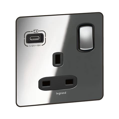 Synergy Sleek Design Gang Single Pole Switched Outlet With Usb C