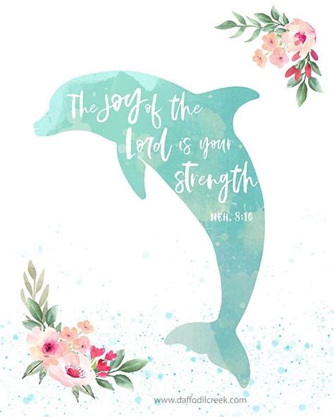 The Joy Of The Lord Is Your Strength Tropical Dolphin Print For Girls