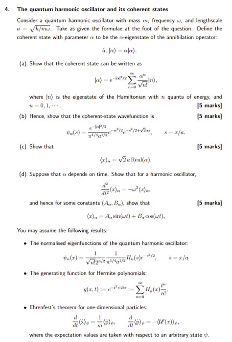 Solved The Quantum Harmonic Oscillator And Its Coherent Chegg