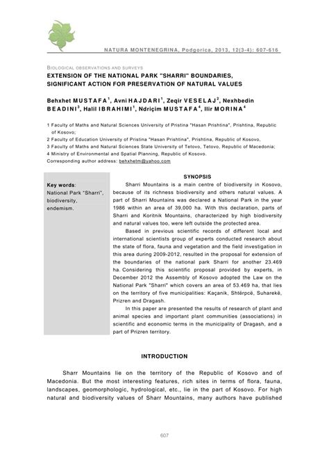 (PDF) Extension of national park "Sharri" boundaries and its ...