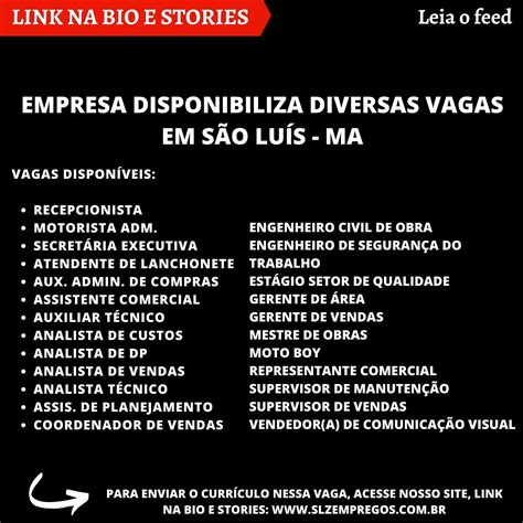 Empresa Disponibiliza Diversas Vagas Em S O Lu S Ma Slz Empregos