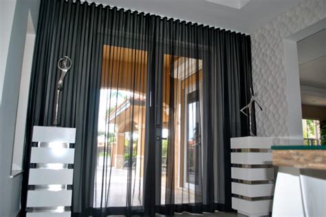 Beatriz Miami Lakes - Ripple Fold Black + Silver Sheer Drapes - Contemporary - Dining Room ...