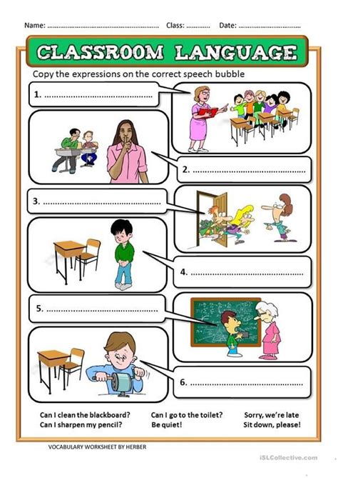 Classroom Language Ws English Esl Worksheets For Distance Learning