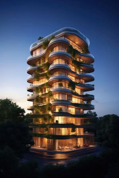 Premium Ai Image A 7story Contemporary Residential Tower Influenced