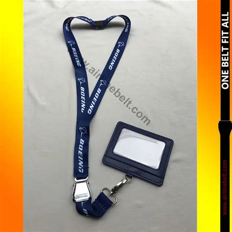 Boeing Seat Belt Aircraft Buckle Lanyard With Id Badge Card Case Holder