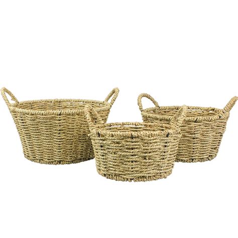 Round Seagrass Baskets Set Of 3 Seagrass Cleverpatch Art And Craft Supplies