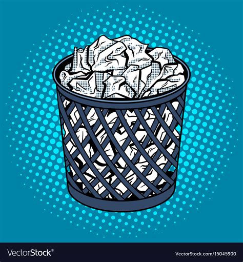 Paper in trash can pop art style Royalty Free Vector Image