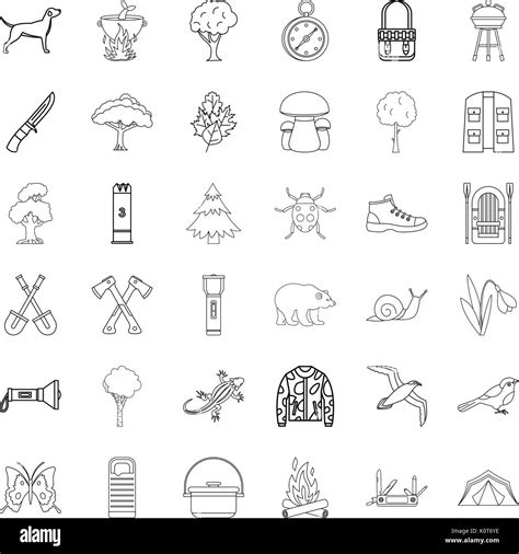 Backpack Icons Set Outline Style Stock Vector Image Art Alamy