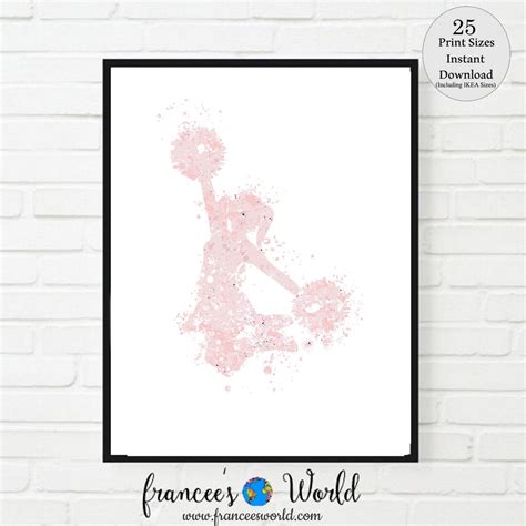 Light Pink Cheerleader Print Cheer Poster Cheerleader Watercolor Cheerleader Dorm Art