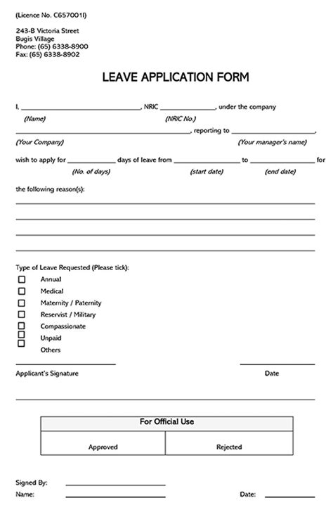 Sample Leave Form Templates In Pdf Ms Word Leave Application Form