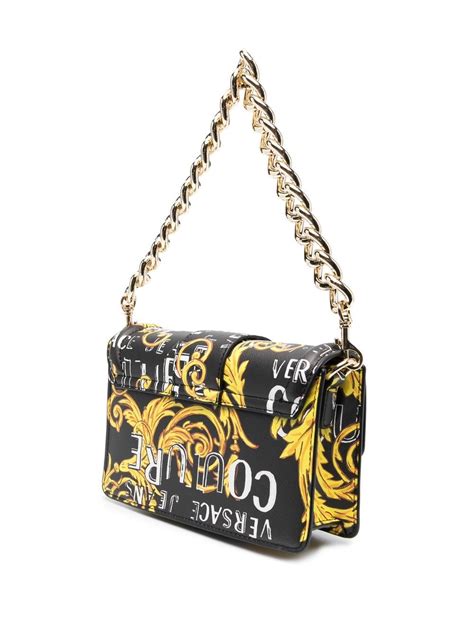 Versace Jeans Couture Baroque Buckle Printed Shoulder Bag Black Farfetch