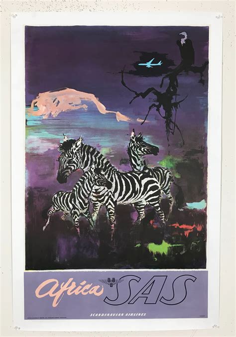 Africa Sas Poster By Otto Nielsen Original 1962 Scandinavian Passenger