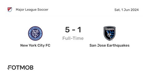 New York City Fc 대 San Jose Earthquakes 실시간 점수 예상 스타팅 라인업 및 H2h 통계