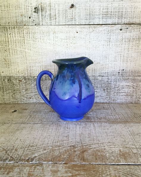 Pitcher Blue Pottery Pitcher Handmade Pottery Vase Ceramic Etsy