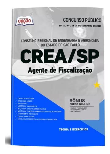 Apostila Crea Sp Agente De Fiscaliza O Editora Op O