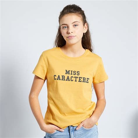 T Shirt Imprim Co Con U Fille Adolescente Jaune Kiabi