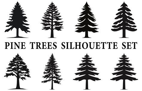 Free Pine Tree Silhouettes Clipart Bundle Set Of Vintage Pine Tree Silhouette Vector 29881018