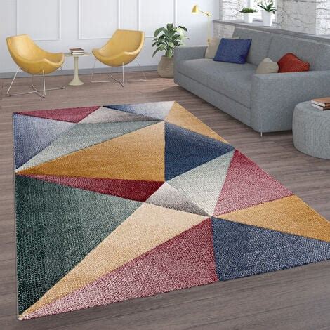 Paco Home Tappeto Salotto Pelo Corto Motivo Geometrico Diamante Moderno