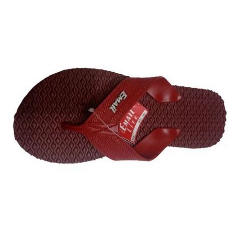 Maroon Regular Men Rubber Hawai Slipper Design Pattern Aqua Pressure