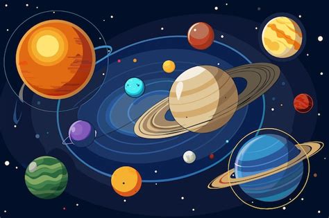 Un Sistema Solar Con Planetas Y Sol Diagrama Vectorial Detallado Del