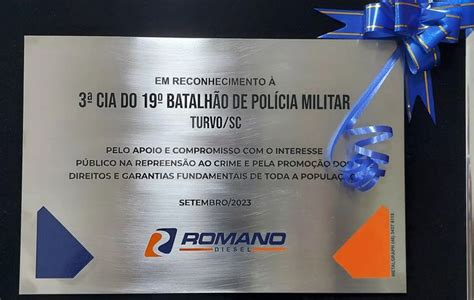 Reconhecimento Polícia Militar de Turvo é Homenageada