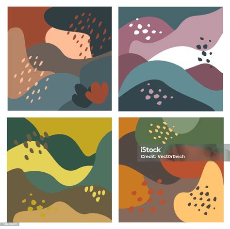 Set Of Abstract Wavy Hills Textures Square Art Prints Vector