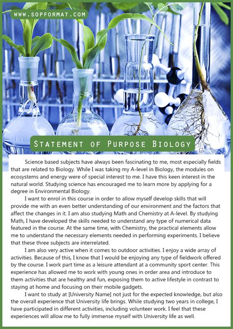 Proper Format For Statement Of Purpose Biology Sop Format