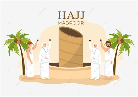 Gambar Ilustrasi Kartun Haji Atau Umrah Mabroor Dengan Karakter Orang