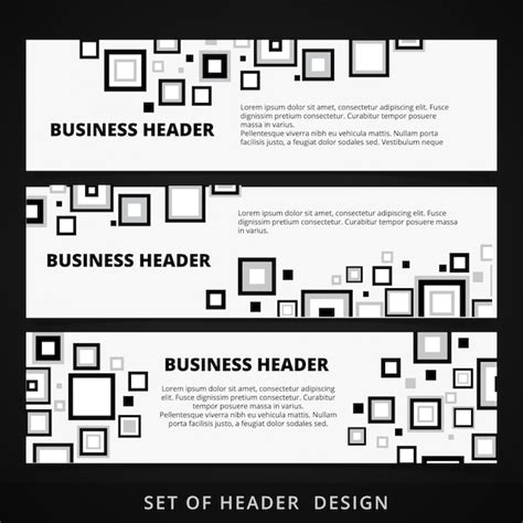 vector collection  black  white headers  squares