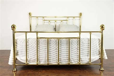 Victorian King Size Vintage Farmhouse Solid Brass Bed Hamilton 38625 Harp Gallery Antiques