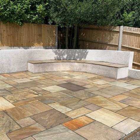 Fossil Mint Natural Sandstone Paving Slabs Mixed Size Paving UK