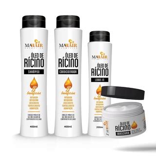 Kit Capilar Óleo de Rícino Mahair 4 produtos Shampoo Condicionador