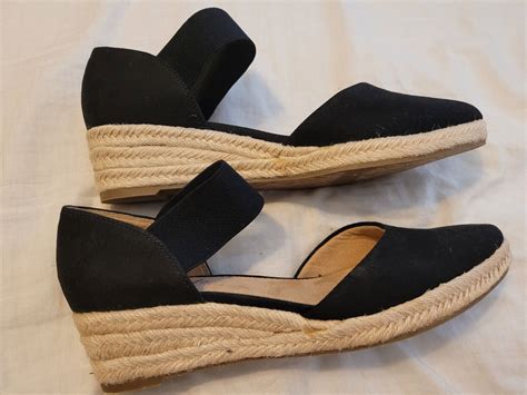 Lifestride Kaylee Espadrille Wedge Sandal Black Sz 95 Excellent