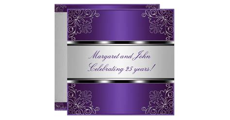 Purple Silver Floral 25th Anniversary Party Event Invitation