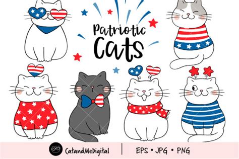 Patriotic Cats Clipart Graphic By Catandme · Creative Fabrica