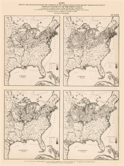 Foreign Population In The United States Irish And German 1870 Walker 1870 9th Census Atlas