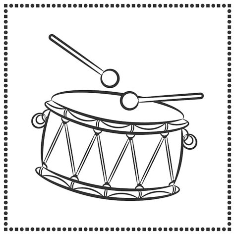 Premium Vector | Printable cute drawing drum sketch for coloring