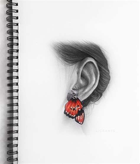 Butterfly Earring Drawing Ear Drawing Butterfly Earrings How To Draw