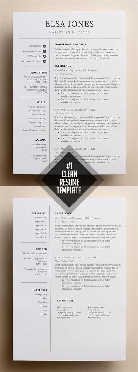 Clean And Minimal Resume Templates Graphic Design Junction