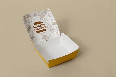 Free Psd Cardboard Burger Box Packaging Mock Up Design