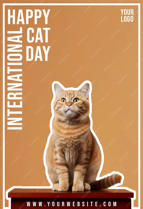 Premium Psd Happy International Cat Day Poster Template