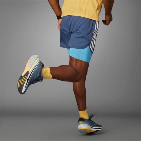 Adidas Own The Run 3 Stripes 2 In 1 Shorts Blue Adidas LK