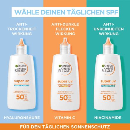 Garnier Ambre Solaire Sonnenfluid Gesicht Super Uv Mit Hyalurons Ure