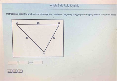 Solved Angle Side Relationship Instructions Order The Angles Of Each