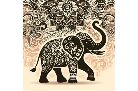 elephant on background with floral pattern By dianaxstoyanova ...