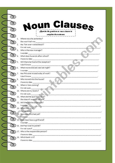 Noun Clauses Liveworksheets Teachcreativa