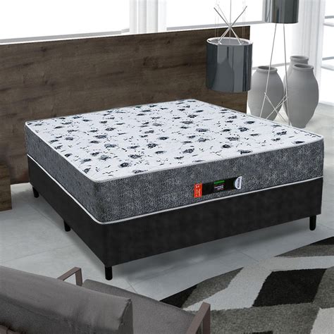 Cama Box Casal Colch O De Espuma Semi Ortop Dico Extra Firme Cinza